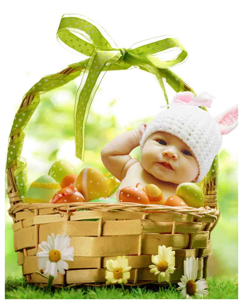 Easter photo of a baby in a basket